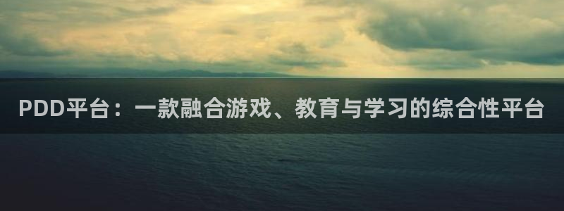 鼎点娱乐平台负责人：PDD平台：一款融合游戏、教育与学习的综